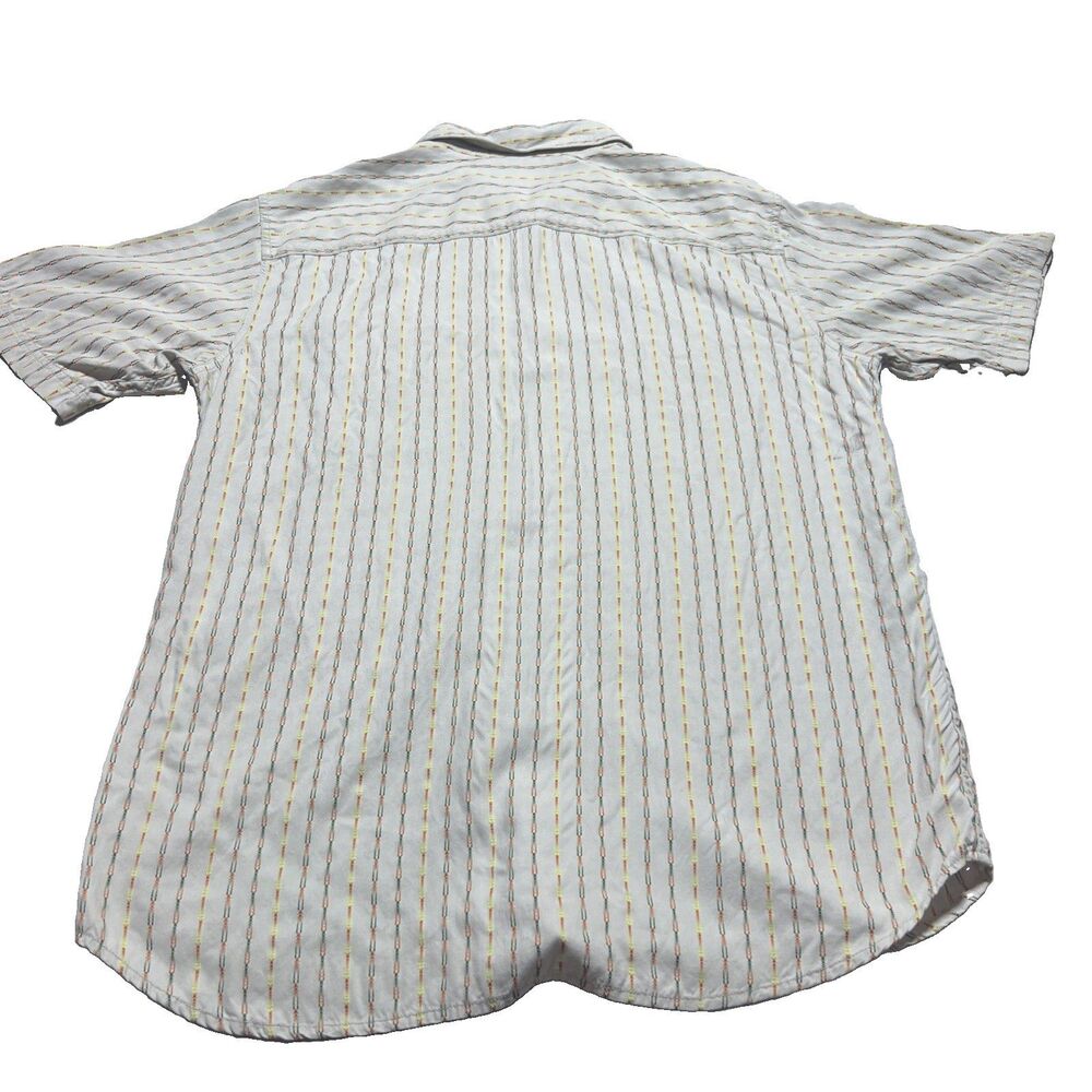 Vintage Royal Robbins Men's L Green/White Check Short Sleeve Cotton Button-Up
